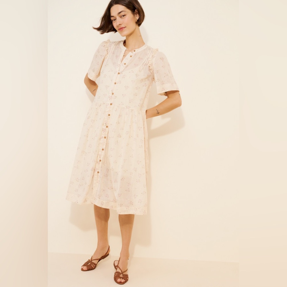 Free People Cottagecore Prairie Boho Oversized 70s Cotton Puff Sleeve Dress XS - Picture 5 of 16
